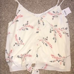 White Floral Tank Top